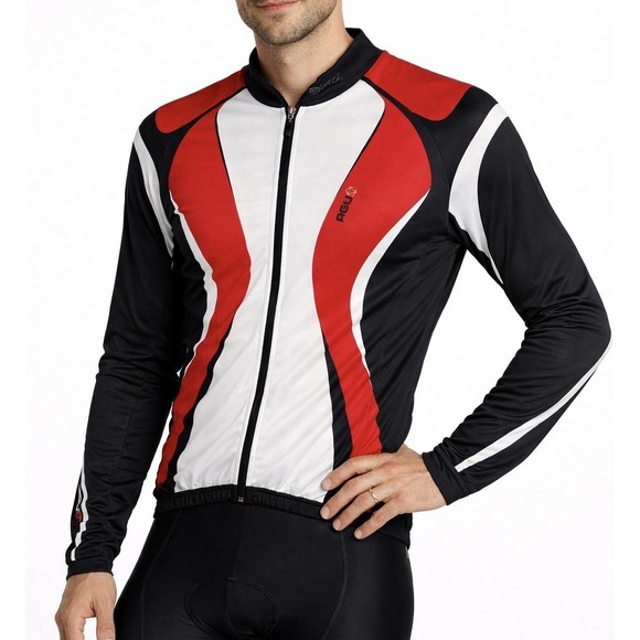 Agua Doce Other - AGU Men Red Black White Cycling Jersey Long Sleeve Full Zip Osero Size S
